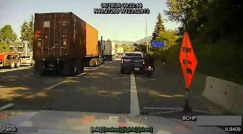 Passing on the shoulder is illegal, and a video shows the consequences
