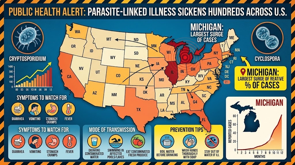 Parasite-Linked Illness Sickens Hundreds Across US, Michigan Reports Biggest Surge
