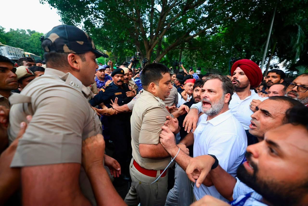 Rahul Gandhi Leads Sit-In as Opposition Targets Education Minister Dharmendra Pradhan