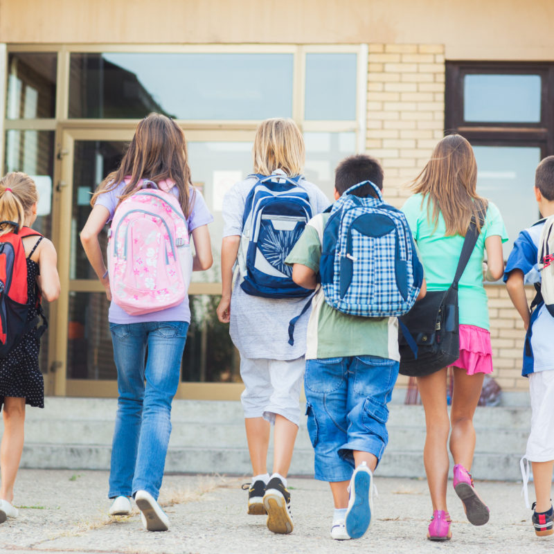 students going to school