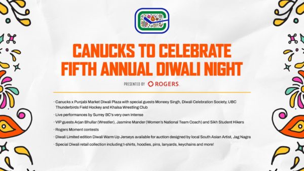 Here's how the Canucks are celebrating Diwali at Monday's game