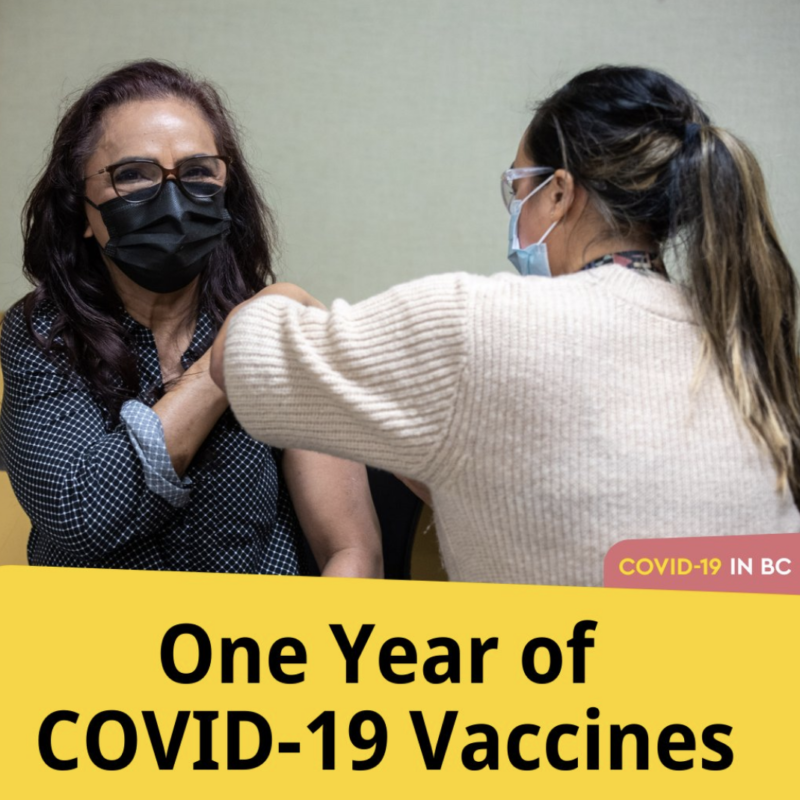 one year fo covid 19 vaccine in bc