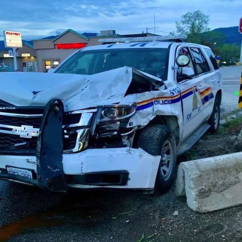 damaged rcmp car