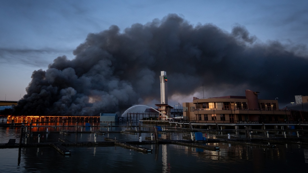 Fire Near River Rock Casino in Richmond, B.C., Sends Smoke Across Sky